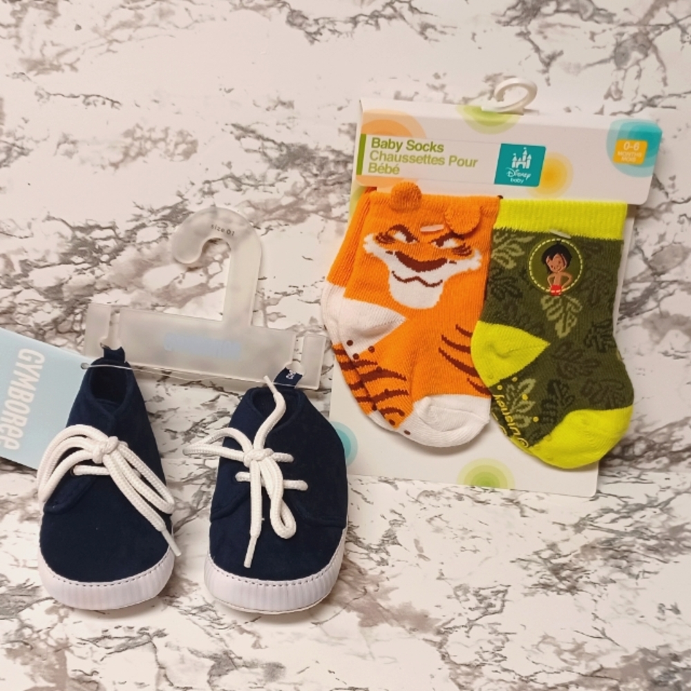 NWT Disney Baby Socks Jungle Book & Gymboree Blue Shoes (0-6 months)